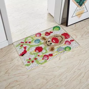 Коврик для самостоятельного изготовления крючков, набор для веселого отдыха в рождественском стиле, предварительно напечатанная основа, коврик для вязания крючком, пряжа для самостоятельного изготовления дверного коврика, набор крючков для домашнего декор