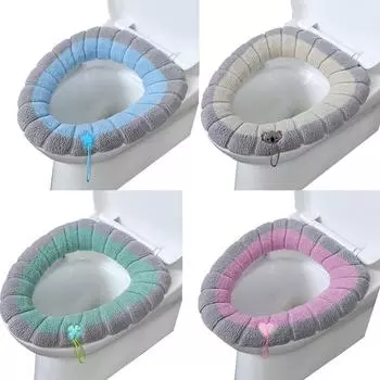 Коврик для сиденья унитаза в ванной, мягкий утолщенный утеплитель для ванной, моющийся эластичный коврик для сиденья унитаза с ручкой, аксессуары для подогрева сиденья унитаза Gray + green C1032