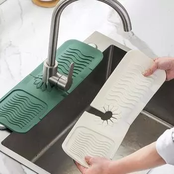 Коврик для слива кухонной раковины, защита от брызг смесителя, впитывающий воду, нескользящий дизайн, быстросохнущий, простой в установке, защитный коврик для раковины 45cm серый