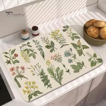 Коврик для слива на кухне 40x50 см в стиле ретро-пастораль, нескользящий, термостойкий, впитывающий, сушильный коврик для защиты столешницы, подставка под стакан, прихватка, коврик для животных 40x50cm D