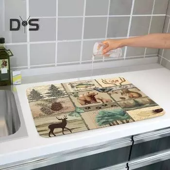 Коврик для слива на кухне 40x50 см в стиле ретро-пастораль, нескользящий, термостойкий, впитывающий, сушильный коврик для защиты столешницы, подставка под стакан, прихватка, коврик для животных 40x50cm D
