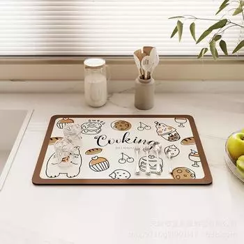Коврик для слива на кухне, впитывающий, быстросохнущий, домашний обеденный коврик, салфетки, не моющиеся, подставки из диатомовой грязи, термоизоляционный, нежаркий коврик 30*40cm