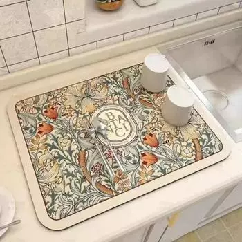 Коврик для слива на кухонную столешницу, впитывающий диатомовую грязь, коврик для сушки посуды, коврик для чашки, не моющийся коврик для чайного столика, барная стойка 40cmx60cm