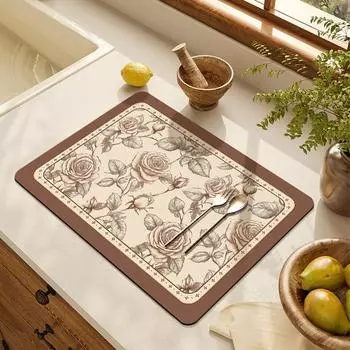 Коврик для слива на столешницу в стиле ретро для кухни, коврик для впитывания грязи из диатомита, коврик для миски, тарелки, плиты, раковины, мытья посуды и хранения, противонагревающий коврик 30*40CM