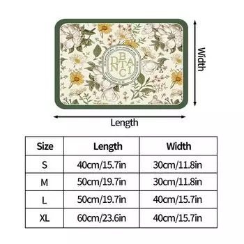 Коврик для слива с цветочным принтом, прямоугольный, для сушки кофемашины, впитывающий коврик для слива, салфетки для посуды, столовые приборы, коврики для раковины 30x40cm S