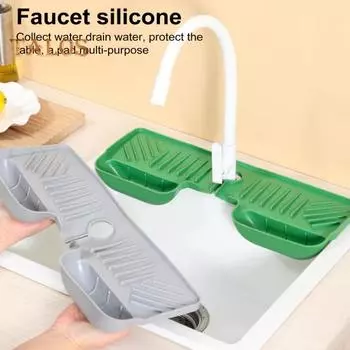 Коврик для слива смесителя для кухонной раковины, сливной коврик с карманами для фильтров, держатель для мыла, поднос для кухни, раковины в ванной комнате зелёный
