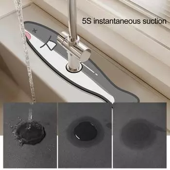 Коврик для слива смесителя Мультяшное животное Быстросохнущий брызгозащищенный Многофункциональный складной нескользящий смеситель для кухонной раковины в ванной комнате Брызговик для воды M зелёный