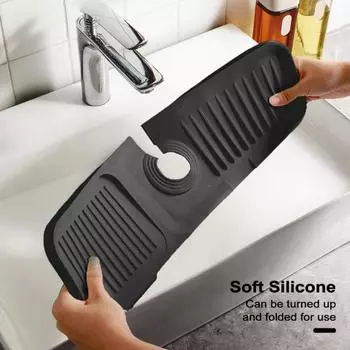 Коврик для слива смесителя Нескользящий силиконовый быстросохнущий брызгозащищенный складной современный сплошной цвет для ванной комнаты, кухонной раковины, смеситель для защиты от брызг воды 2XL