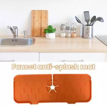Коврик для слива воды Yousheng Faucet Draining Mat Складной нескользящий брызгозащищенный TPR сохраняет столешницу сухой прямоугольный кран Splash Guard Водосборник Кухонные принадлежности серый