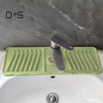 Коврик для смесителя, многофункциональный дренажный коврик для раковины, защита для столешницы, брызгозащищенный силиконовый коврик для кухни чёрный