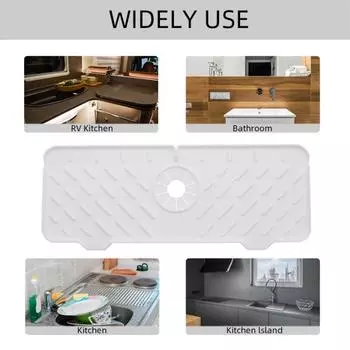 Коврик для смесителя, наклонный дизайн, сохраняет сухость, можно мыть в посудомоечной машине, прочный, защита от брызг для кухонной раковины, сушильный коврик для крана, бытовые принадлежности серый