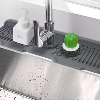 Коврик для смесителя, силиконовый коврик для раковины с защитой от брызг, многоразовый дренажный коврик, противоскользящий поддон для сбора капель для крана для дома чёрный