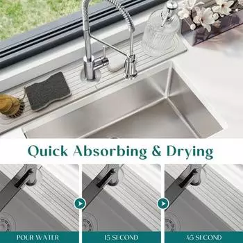 Коврик для смесителя Супер впитывающий каменный поддон для раковины Предотвращает накопление влаги Быстросохнущая подставка M белый