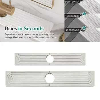 Коврик для смесителя, супер впитывающий каменный поднос для раковины, предотвращает накопление влаги, быстросохнущий коврик для кухни, ванной комнаты, стойки M серый