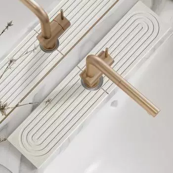 Коврик для смесителя, впитывающая подушечка, быстросохнущий каменный поднос для раковины для кухни, ванной комнаты, впитывающие чашки для мыла, держатель для лосьона, всплеск раковины B белый