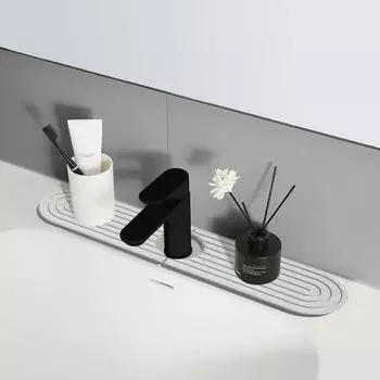 Коврик для смесителя, впитывающая подушечка, быстросохнущий каменный поднос для раковины для кухни, ванной комнаты, впитывающие чашки для мыла, держатель для лосьона, защита от брызг для раковины A белый