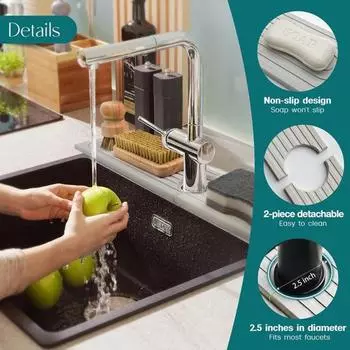 Коврик для смесителя, впитывающий коврик, быстросохнущий каменный поднос для раковины для кухни, ванной комнаты, впитывающие мыльные чашки, лосьон B белый