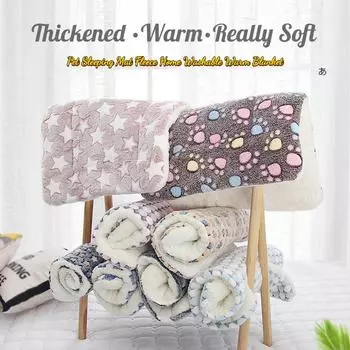 Коврик для сна для домашних животных, кровать для собак, кровать для кошек, мягкое шерстяное утолщенное одеяло, флис, домашнее моющееся теплое одеяло с рисунком медведя, принадлежности для домашних животных 32x25cm