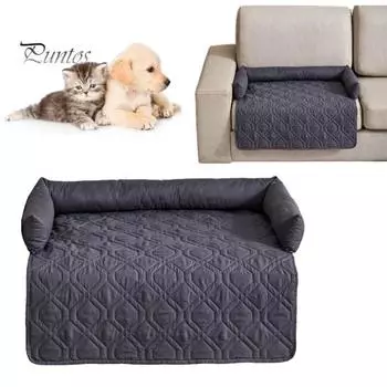 Коврик для собачьей кровати с валиком, противоскользящий, легко моется, кровать для домашних животных 2-в-1, водонепроницаемый диван, одеяло для домашних животных для кошек и собак M светло-серый