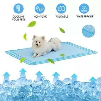 Коврик для собаки, охлаждающие летние коврики для домашних животных, коврик для средних и больших собак, диван, дышащая кровать для собак, одеяло для кошек, моющийся крутой коврик для льда для собак 45x30CM синий