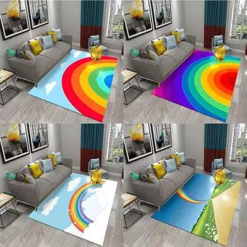 Коврик для спальни, гостиной, ванной комнаты, нескользящий коврик для украшения дома, ковер с рисунком радуги и цветка, игровой ковер для детской комнаты 40x60cm