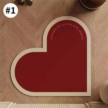 Коврик для спальни в форме сердца, коврик для входной двери, нескользящий, диатомовый, впитывающий, не требующий стирки, грязный коврик для входа 50*50cm