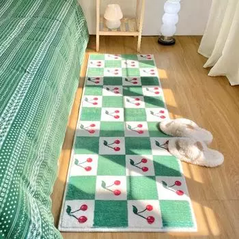 Коврик для спальни, вишнево-зеленый, прикроватный ковер, балкон, эркер, длинный ковер, имитация кашемира, мягкие, удобные коврики для ног, альфомбра 40x120cm
