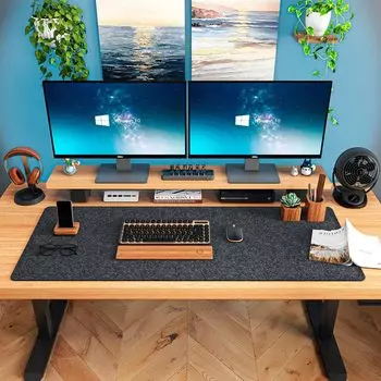 Коврик для стола BREENHILL 100x40 см, удобный и прочный коврик для мыши для работы, дома, офиса, стола, (100x40x0.3см, Серый, Фетр)