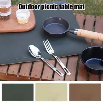 Коврик для стола для пикника Моющийся Жаропрочный нескользящий дизайн Складной Легко моющийся коврик для столовых приборов Подставка для обеденного стола S бежевый