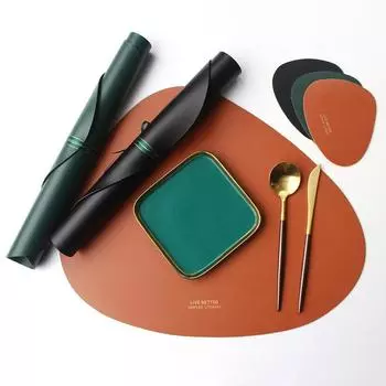 Коврик для стола из искусственной кожи в форме капель воды с толстыми антимасляными дисками, подставки под миски, водонепроницаемые подкладки для обеденного стола в офисе 1pcs