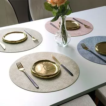 Коврик для стола из ПВХ, маслостойкий, 33 см, большой, круглый, нескользящий, моющийся, подставка под чашку для отеля M темно серый