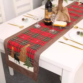 Коврик для стола Красивый плед Плед Ткань Рождественский чехол на стол Плед Ткань Рождественская скатерть Рождественский чехол для стола для ресторана