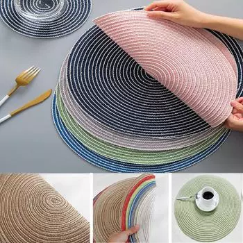 Коврик для стола, круглый коврик из ПВХ, кухонные коврики для обеденного стола, коврик для стейка, противоскользящие термостойкие салфетки, домашний декор 18cm чёрный