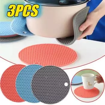 Коврик для стола, многофункциональный кухонный силиконовый коврик для посуды, круглая нескользящая и термостойкая подставка для чашки кофе, держатель для кастрюли 1pcs красный