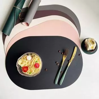 Коврик для стола Yousheng, нескользящий, протираемый, из искусственной кожи, овальной формы, изоляционный коврик для столовой зелёный