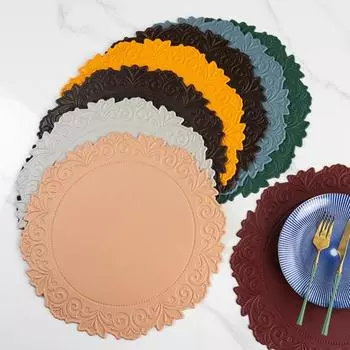 Коврик для стола Yousheng с подшитыми краями, термостойкий маслостойкий круглый ПВХ, теплоизоляционный коврик для столовых приборов, подставка для чашки, украшение, кухонные принадлежности синий