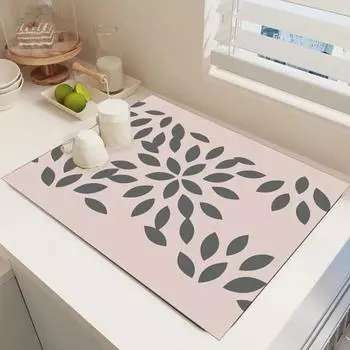 Коврик для сушки кофейных чашек с рисунком черного цвета, нескользящий впитывающий коврик, диатомовые водоросли, столовые приборы, слив для кухонной стойки, слив для кофейного бара 30x40cm