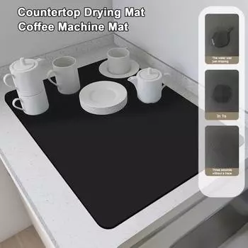 Коврик для сушки кухонной столешницы Супер впитывающий противоскользящий Складной большой прямоугольный тарелка для тарелки с тарелкой Посуда Подставка для столовых приборов Кофр-подставка Подставка под чашку