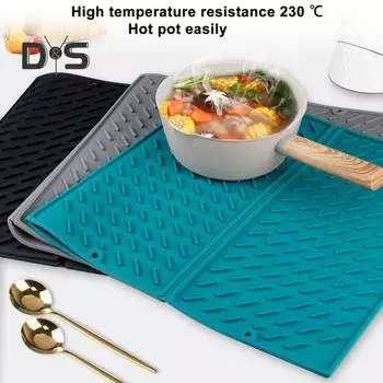 Коврик для сушки посуды 61x40 см. Складной большой нескользящий силиконовый коврик для мытья в посудомоечной машине. Многофункциональная кофеварка. Подставка для сушки посуды. Кухонные принадлежности. серый