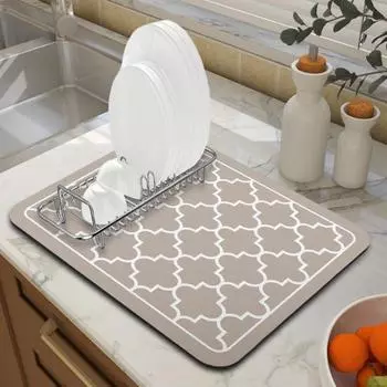 Коврик для сушки посуды, большой впитывающий дренажный коврик для кухонной стойки, многофункциональный коврик для кофе и ванной комнаты 30*40cm серый белый