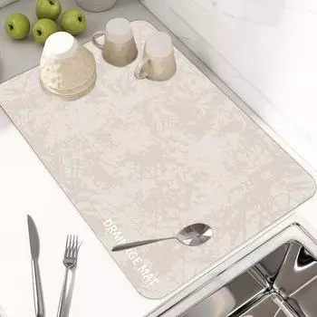 Коврик для сушки посуды для кухонной стойки. Нескользящий абсорбирующий коврик для слива. Экологичный термостойкий коврик для сушки посуды для раковин. S