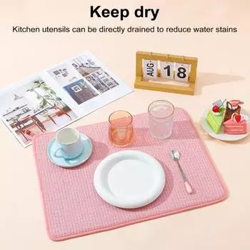 Коврик для сушки посуды из микрофибры, впитывающий коврик, большой размер, коврик для кухонной стойки, коврик для сушки посуды, посуда, столешница S зелёный