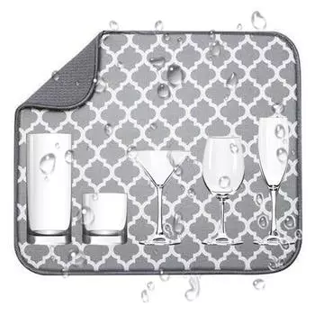 Коврик для сушки посуды, кухонный коврик для сушки посуды, сушилка для посуды из микрофибры, коврик для сушки посуды, коврик для сушки посуды серый