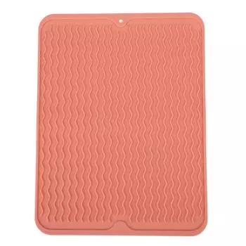 Коврик для сушки посуды, мягкий, гибкий, резиновый, термостойкий, нескользящий, без BPA, экологически чистый, широкое применение розовый