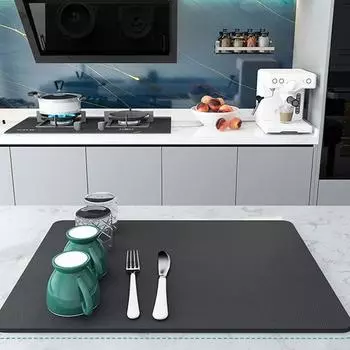 Коврик для сушки посуды на кухне, нескользящий резиновый коврик для сушки посуды, кухонный супер 40x50cm темно-серого