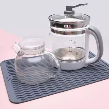 Коврик для сушки посуды Прочный экологически чистый прямоугольный коврик для сушки посуды Многоразовый коврик для сушки посуды Коврик для сушки посуды для гостиницы серый