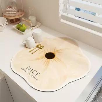 Коврик для сушки посуды с цветами, супервпитывающий коврик для слива кофе, резиновый коврик для слива посуды, быстросохнущий коврик, кухонная посуда, подставка для столовых приборов 30x30CM S