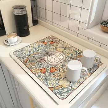 Коврик для сушки посуды с принтом, супер впитывающий коврик для слива кофе, коврик для слива посуды, быстросохнущий коврик, кухонная посуда, подставка для столовых приборов 30 X 40cm