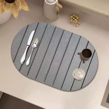 Коврик для сушки посуды, складной, впитывающий воду, каменный коврик для сушки для кухонной стойки B темно-серого