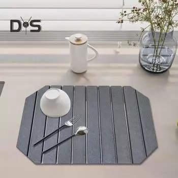 Коврик для сушки посуды, складной, впитывающий воду, каменный, для сушки кухонной стойки, нескользящий коврик из диатомита для посуды, кастрюль, бутылок A светло-серый